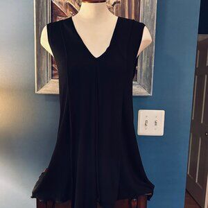 Black V-Neck Sleeveless Tunic Top by Eaze - Size L